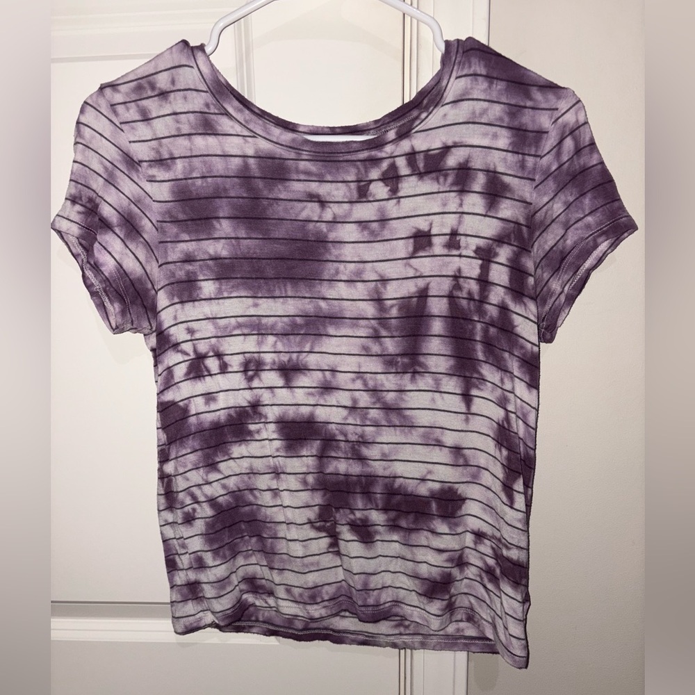Purple Striped Tie-Dye Women's Top
